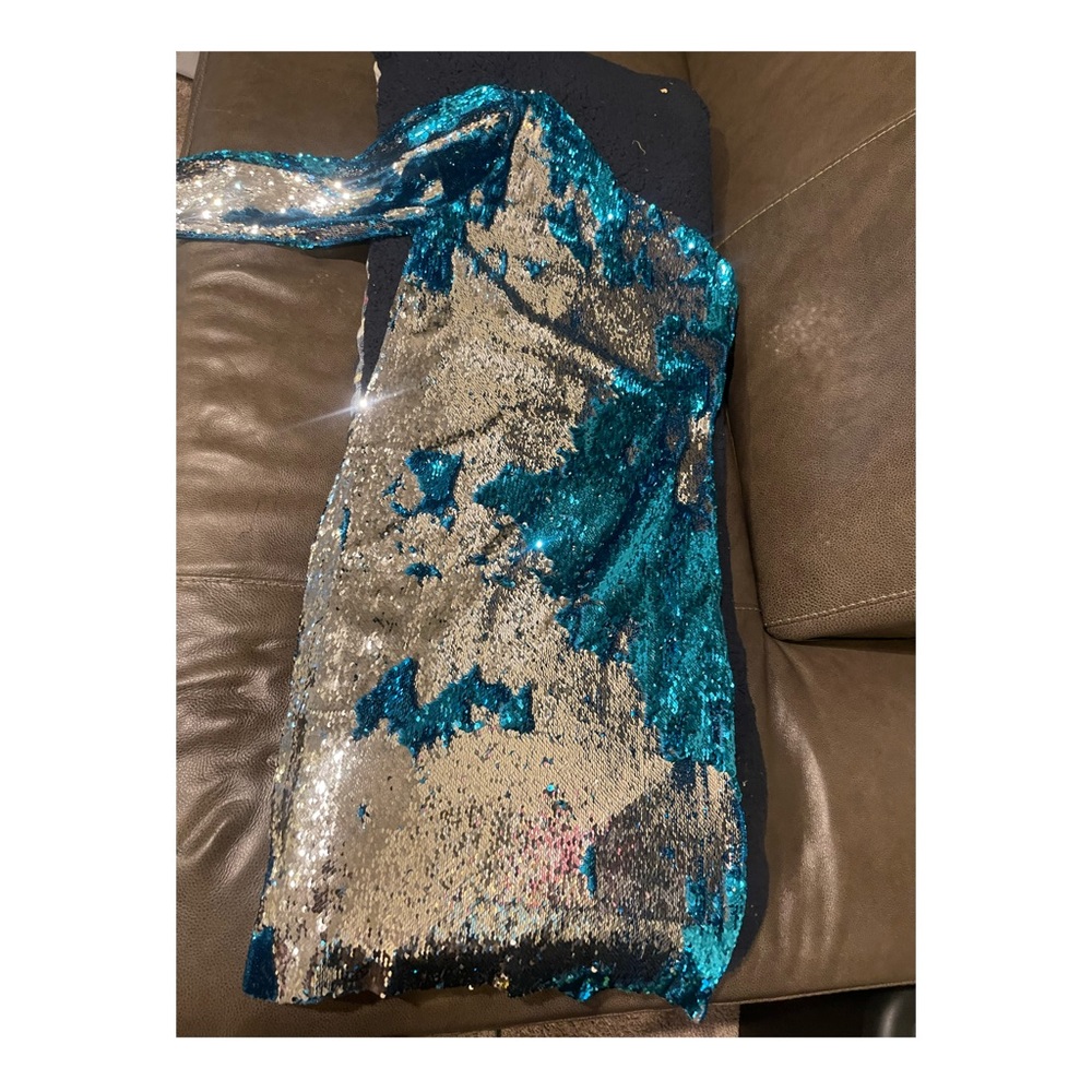 Reverse Sequins one sleeve dress . Custom made. Small
